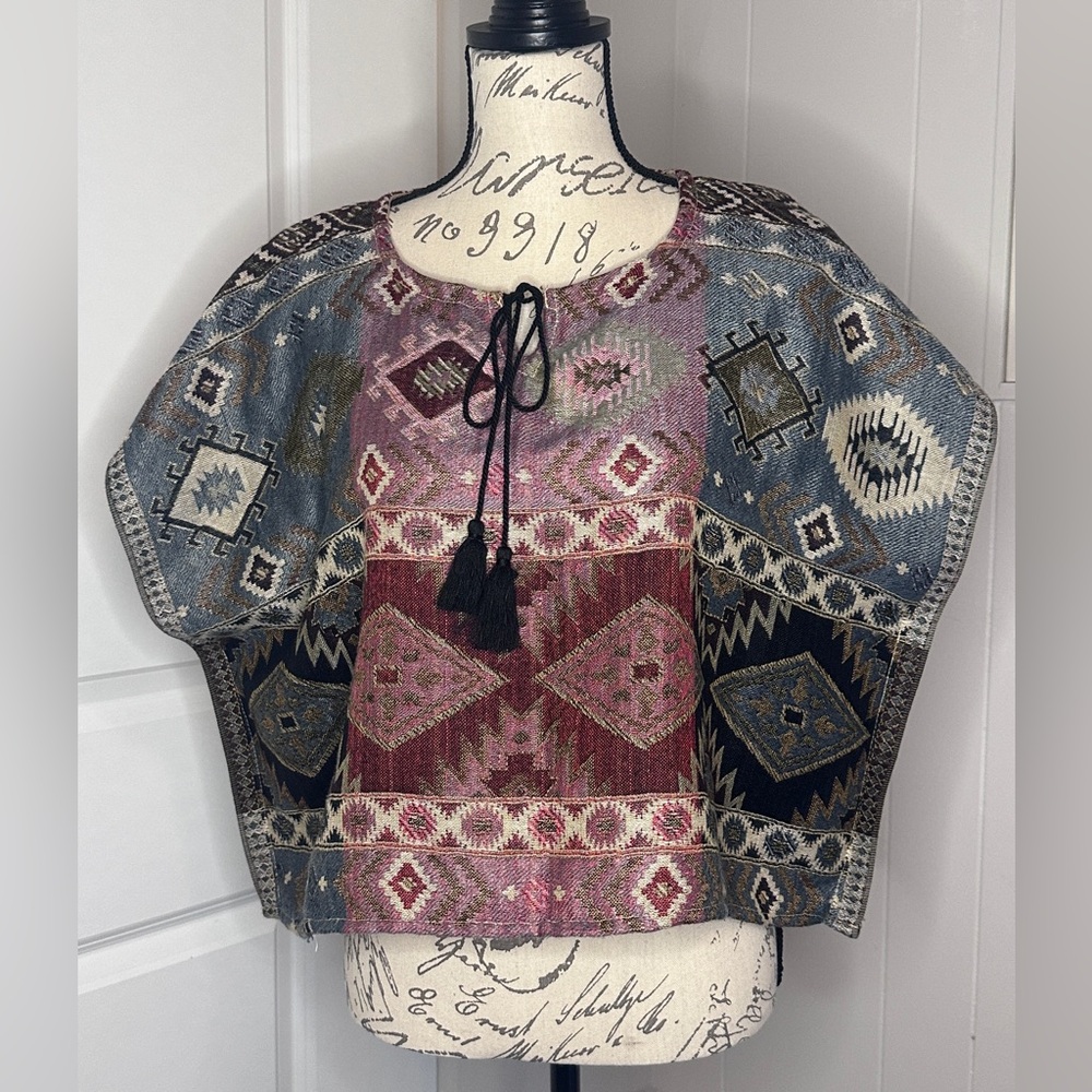 Bohemian Patterned Poncho Top